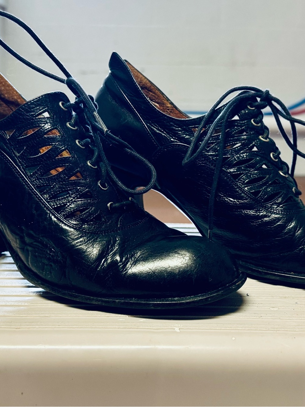 Women's Black Lace-Up Leather Boots